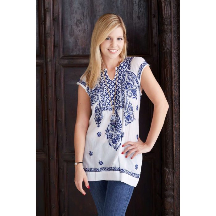 Blue and White Cotton Tunic