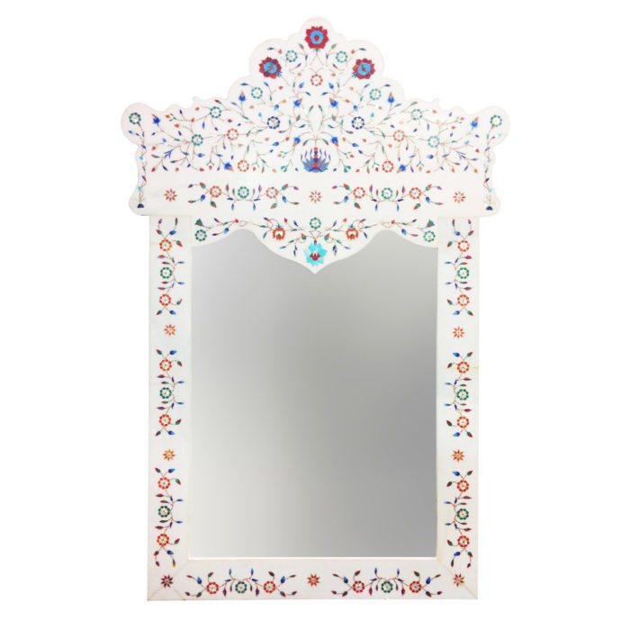 Semiprecious Inlay Marble Mirror
