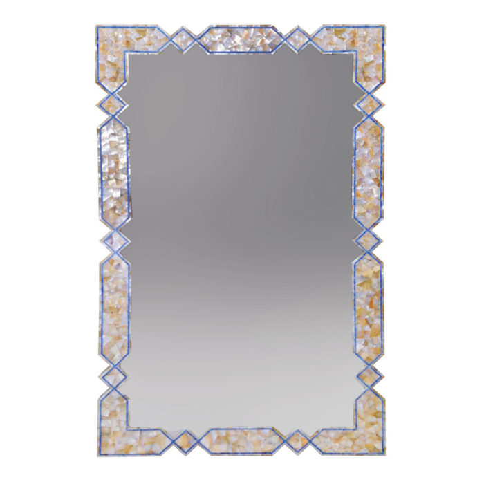 Carved Pearl and Lapis Mirror