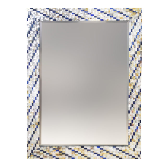 Diagonal Pearl and Lapis Mirror