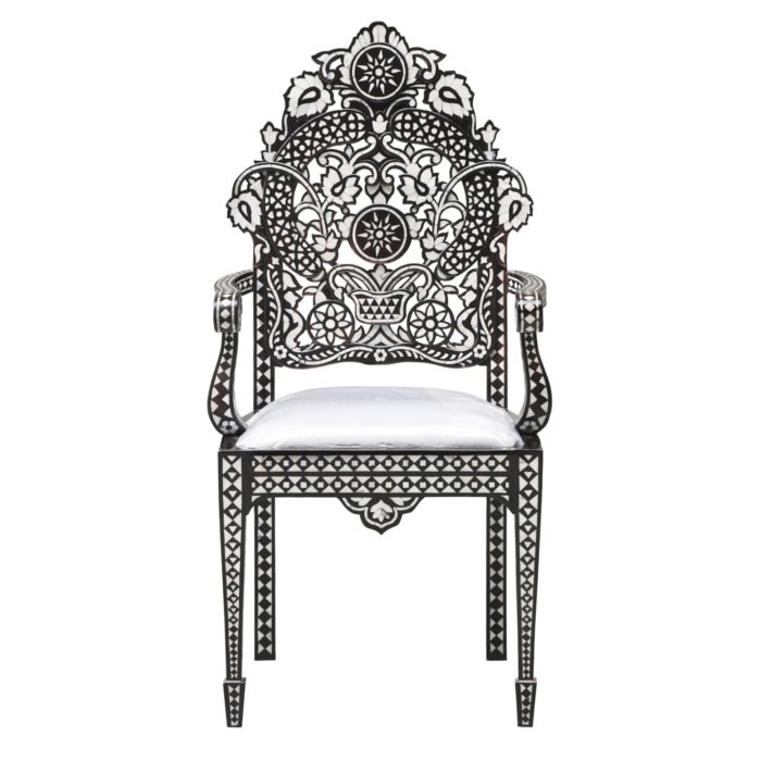 Pearl Inlay Carved Chair