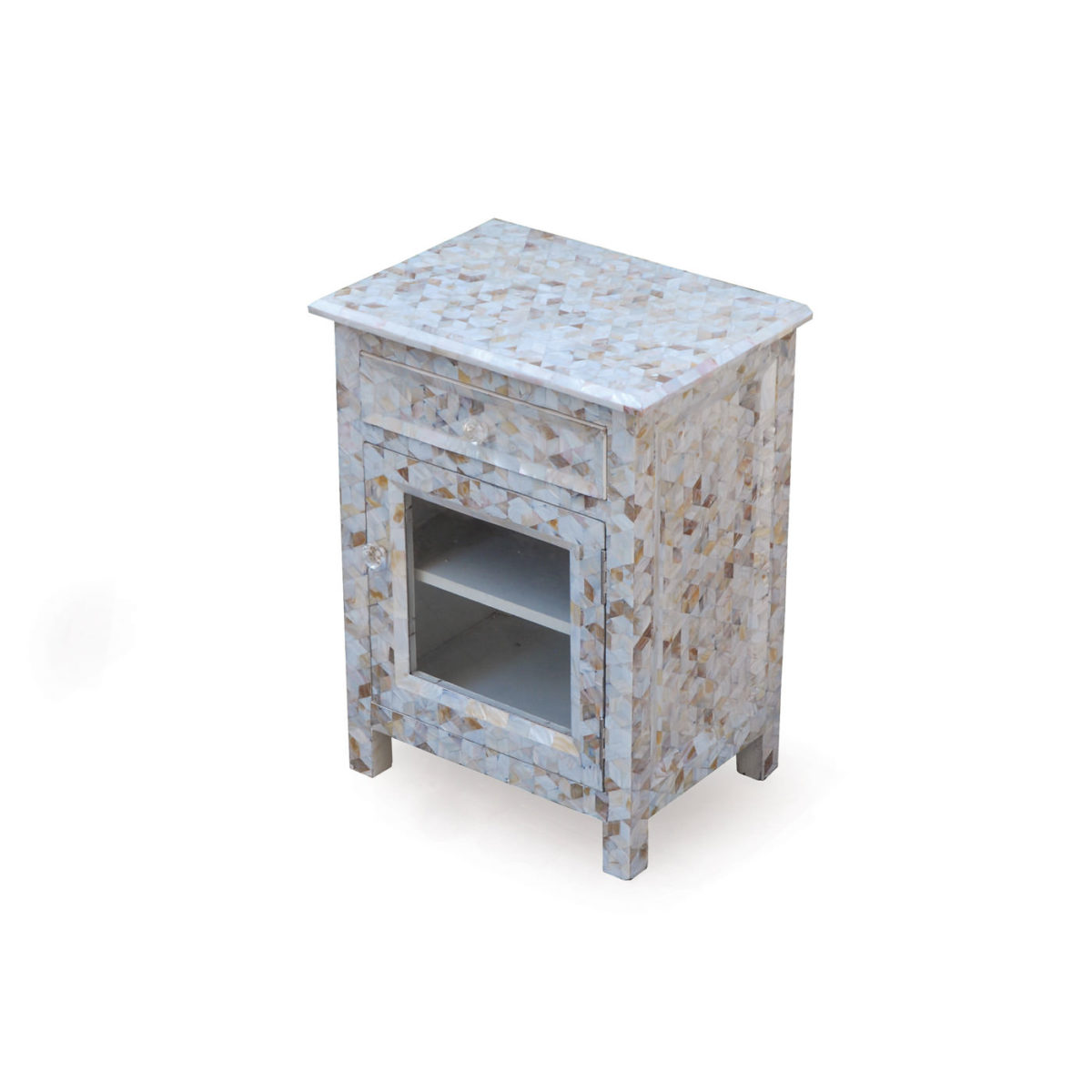 Acrylic Inlay Table: Mother of Pearl Table with Acrylic Legs