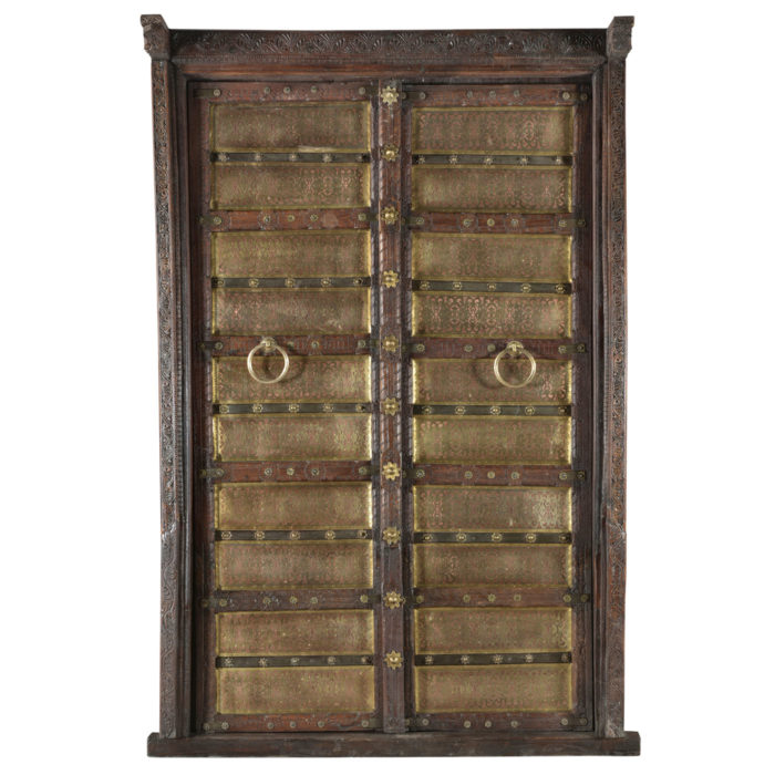 Antique Teak Brass and Copper Door