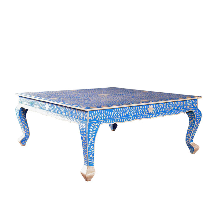 Bone Inlay Coffee Table Blue