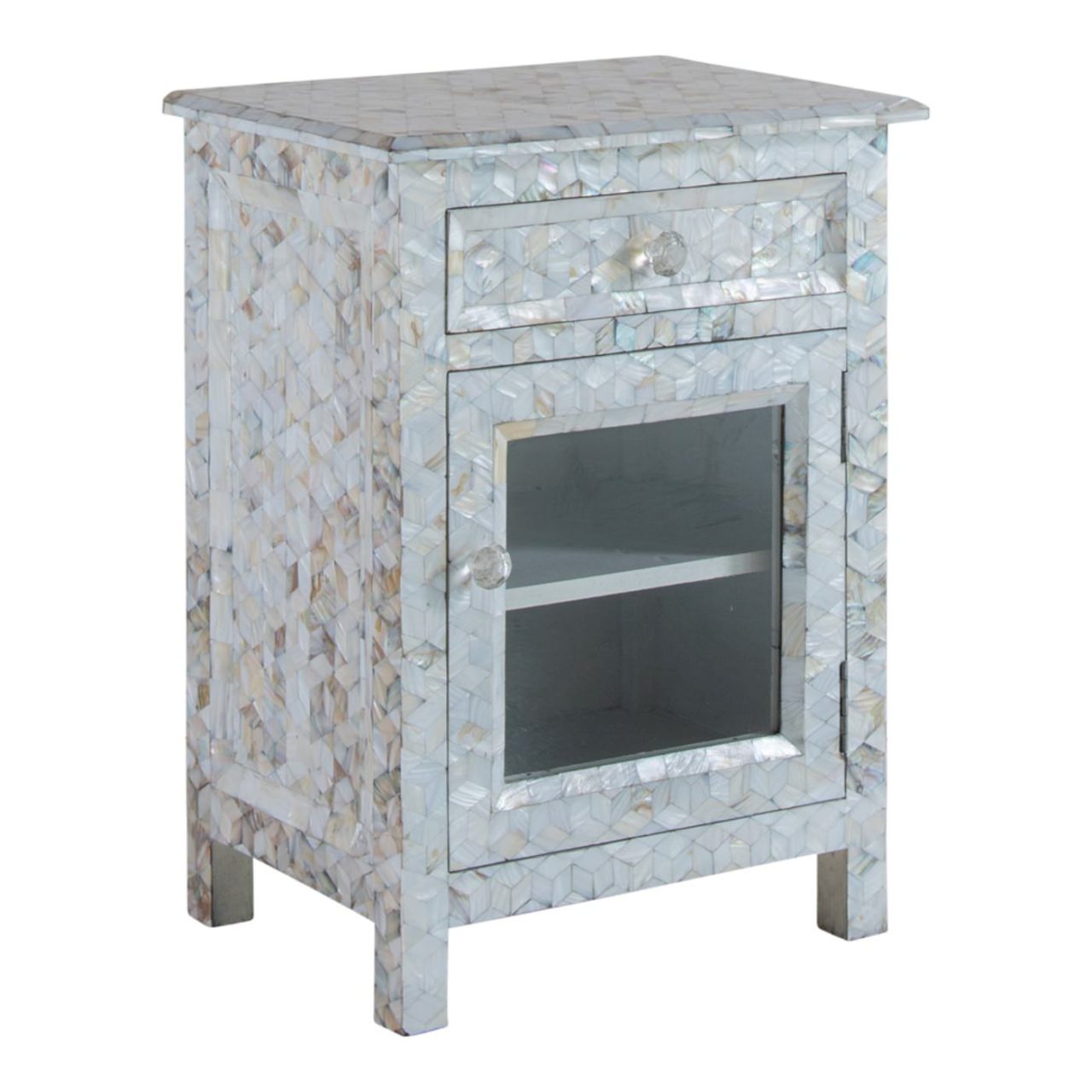 Acrylic Inlay Table: Mother of Pearl Table with Acrylic Legs