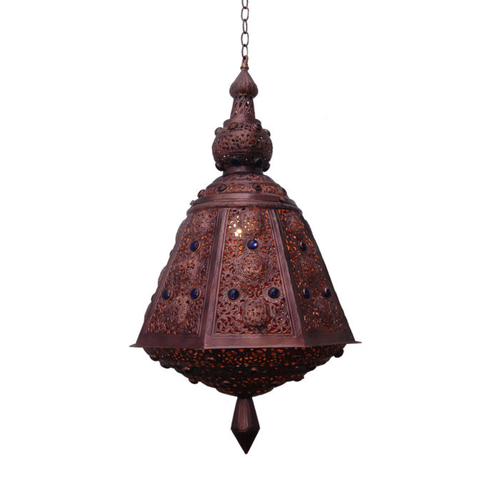 Brass Lantern with Colored Glass 3 1