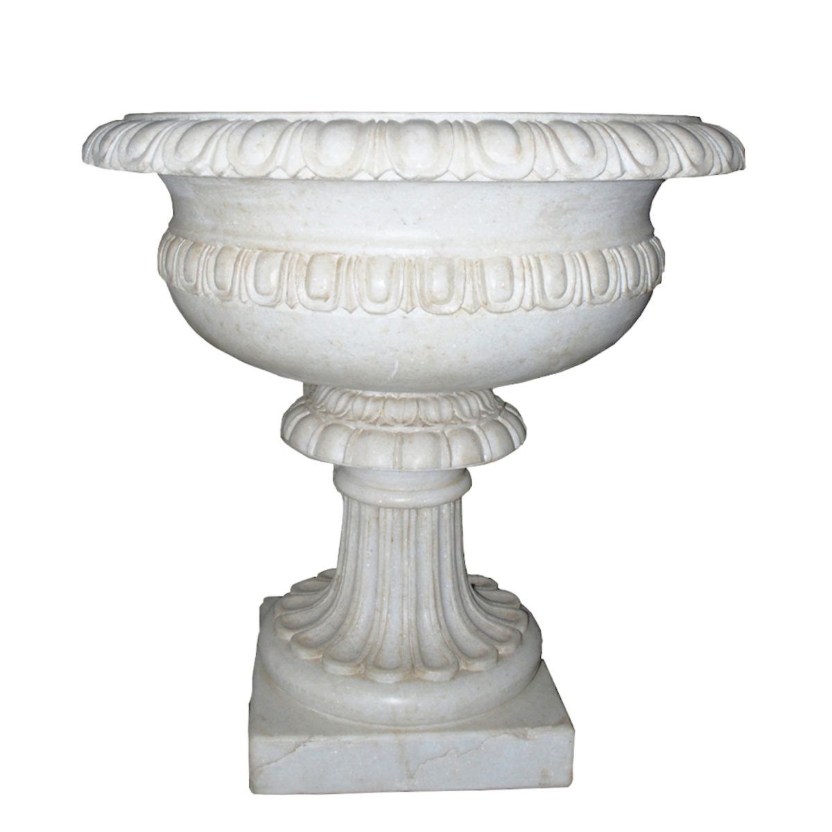 Scalloped Edge Marble Planters Carved White Marble Planters
