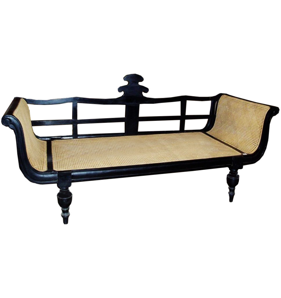 Teak and Cane Sofa Handcarved Teakwood Cane Seat Couch