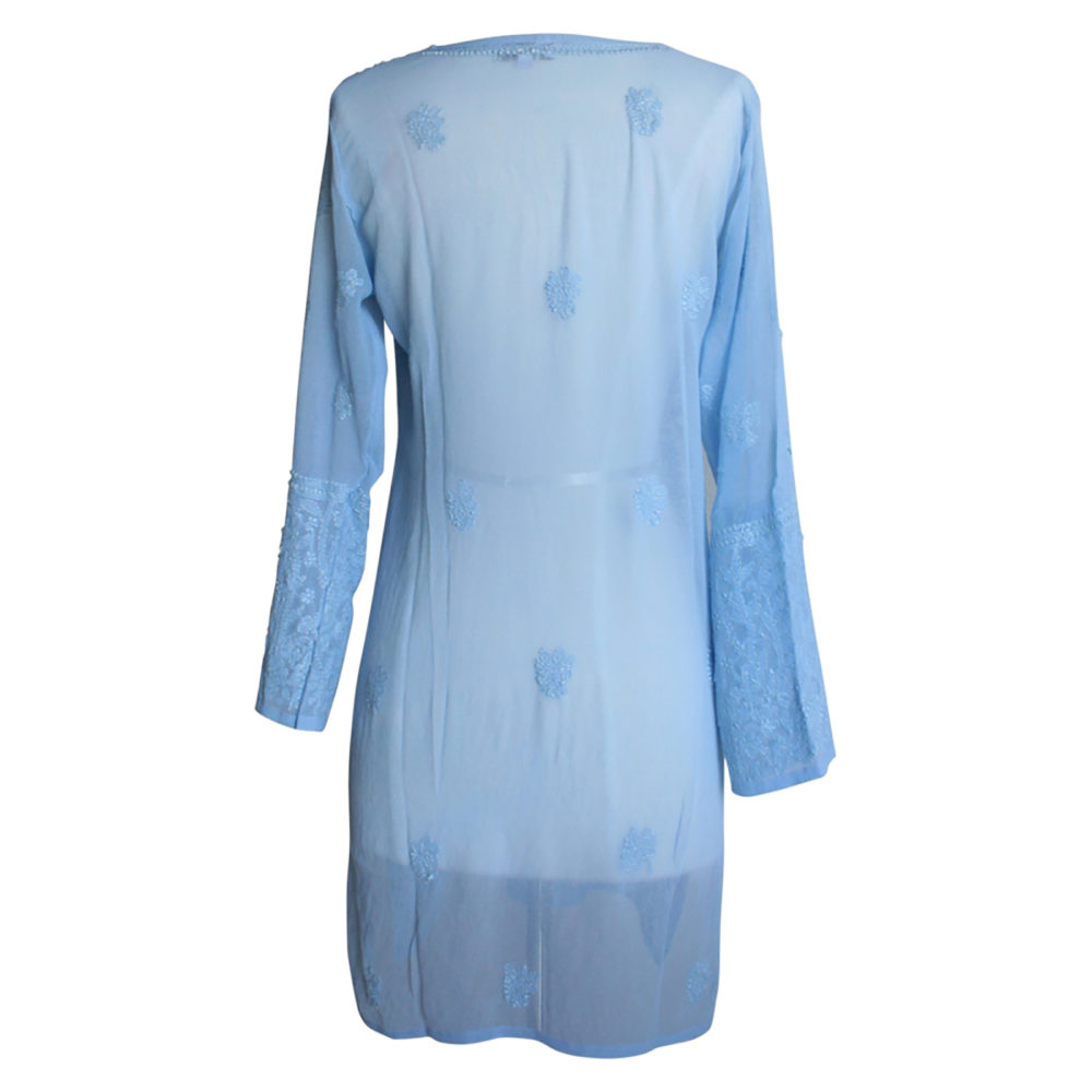 Blue Georgette Tunic Swimsuit Cover-up by Jayshree Dalal