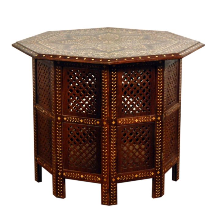 Bone Inlay Octagonal Moroccan Table, Large