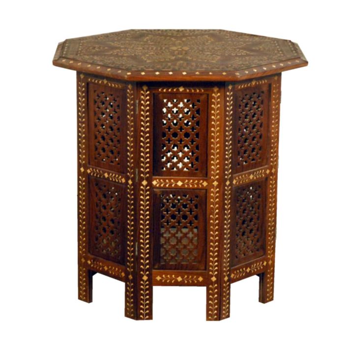 Bone Inlay Octagonal Moroccan Table, Small/