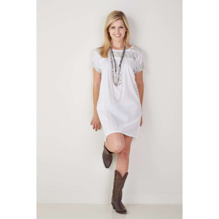 Alicia Tunic Dress with Grey Embroidery: Mexican Dress