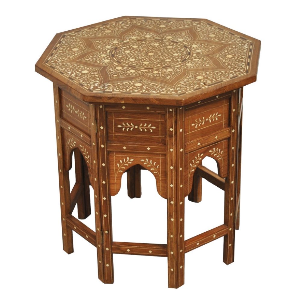 Octagonal Moroccan Table 20 Bone Inlay Moroccan Table