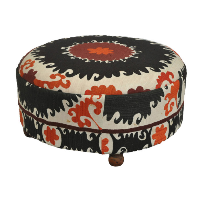 Round Suzani Ottoman, Large