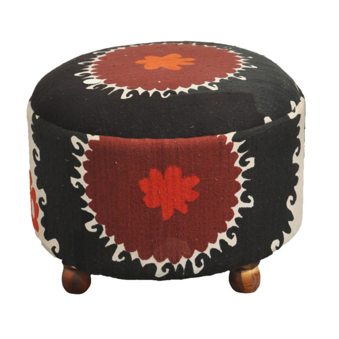 Round Suzani Ottoman, Small