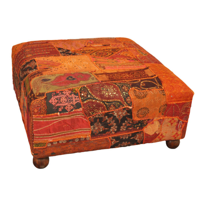 Square Colorful Patchwork Ottoman