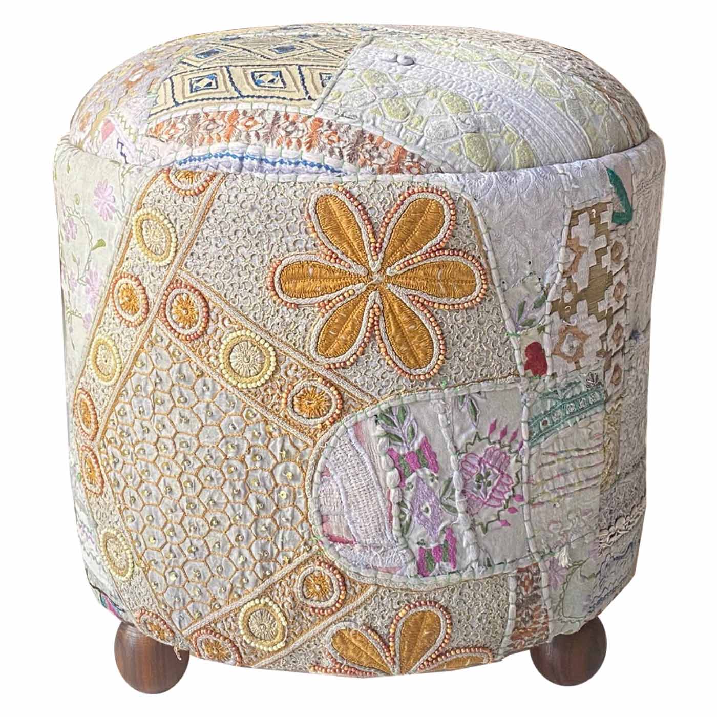 Patchwork Pouf in Lilac