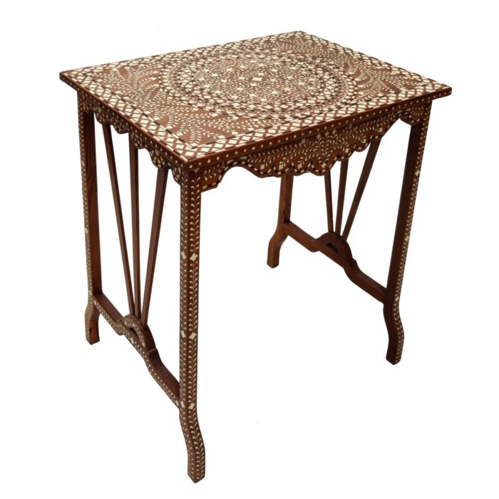 Inlay Side Table with Scalloped Apron