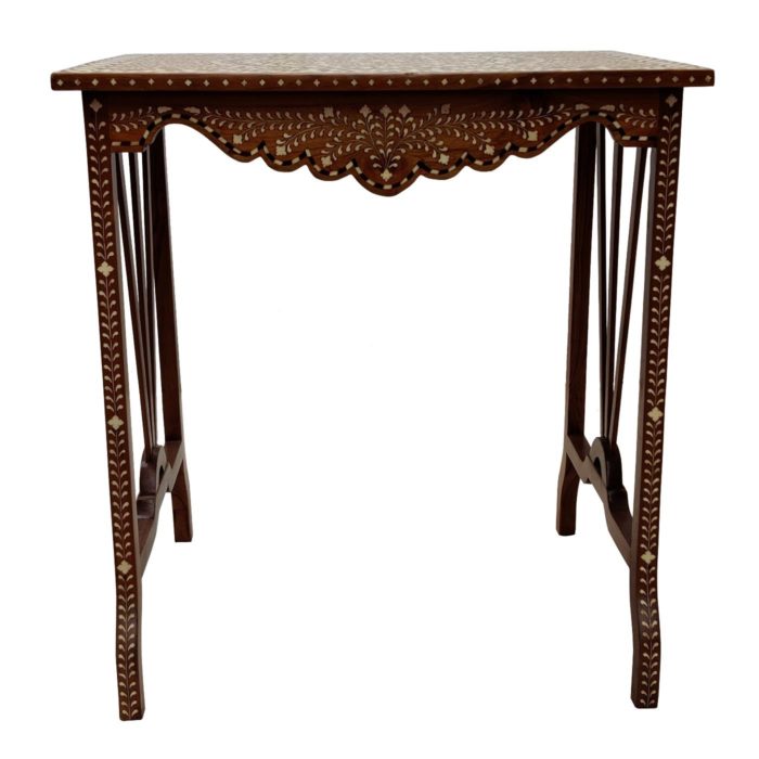 Inlay Side Table with Scalloped Apron