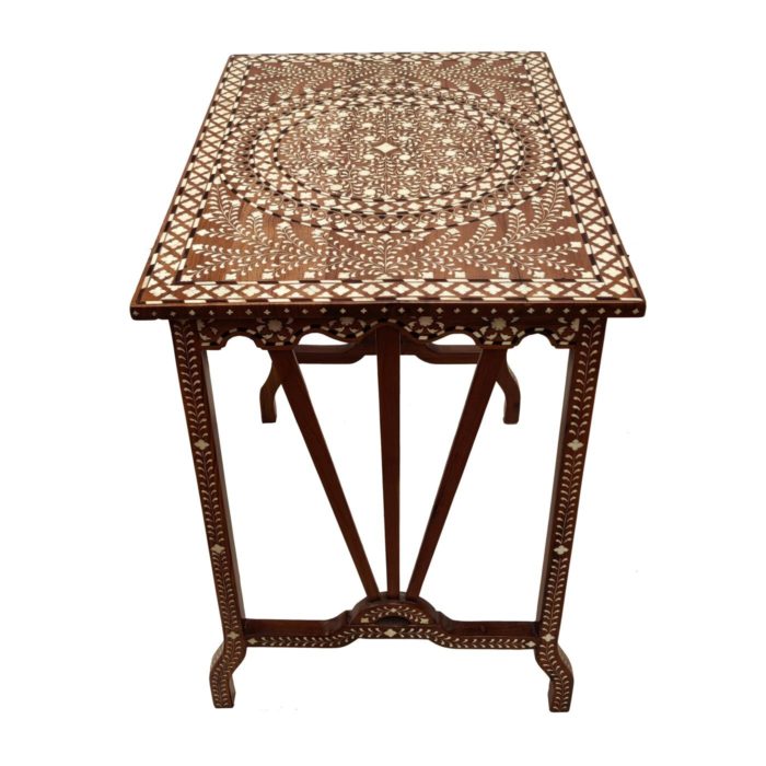 Inlay Side Table with Scalloped Apron