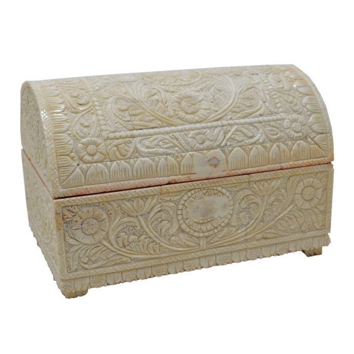 Carved Bone Round-Top Box