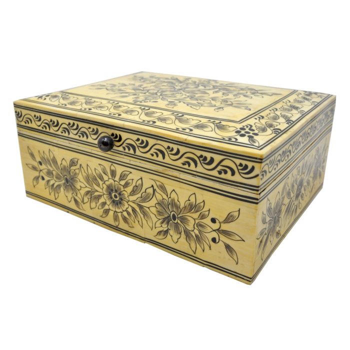 Painted Floral Bone Box