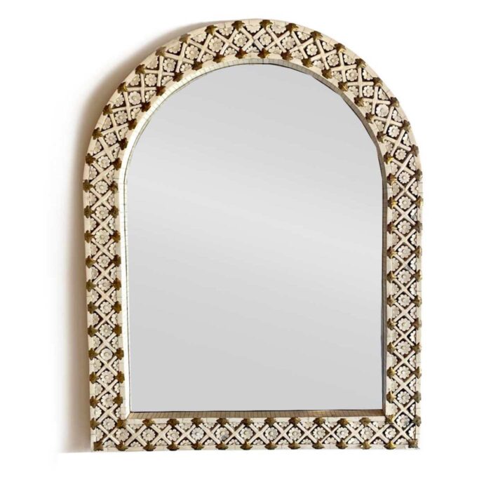 Round-top Floral Bone Mirror