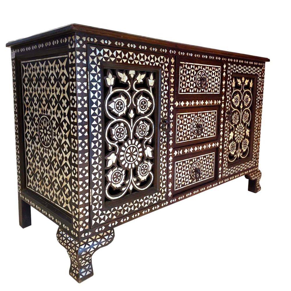 Consoles and Sideboards: Bone Inlay, Mother of Pearl Inlay Console Table