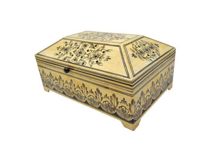 Painted Floral Bone Box