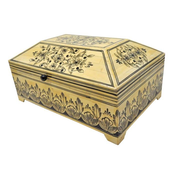 Painted Floral Bone Box