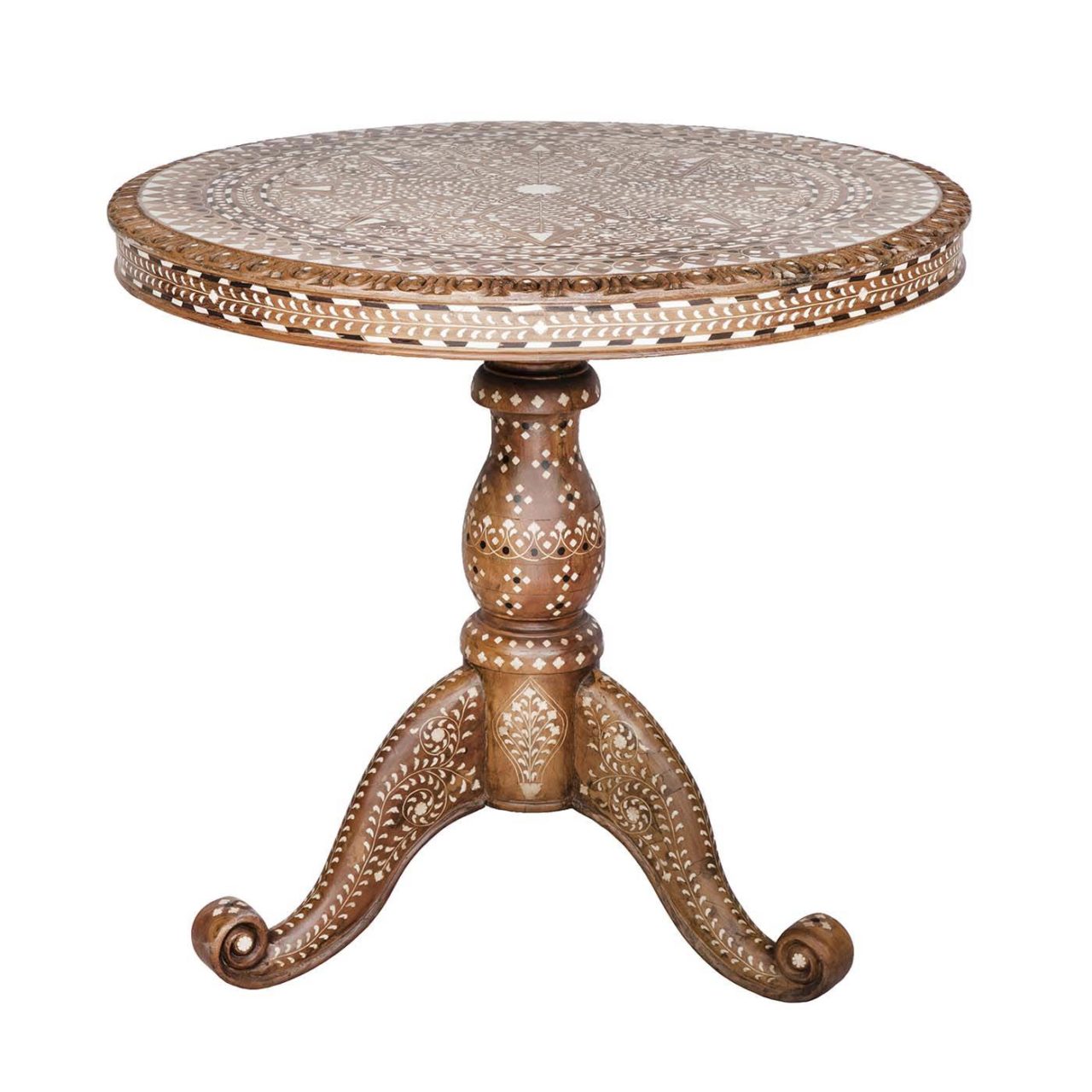Bone Inlay Circular Table Round Bone Inlay Table, 33
