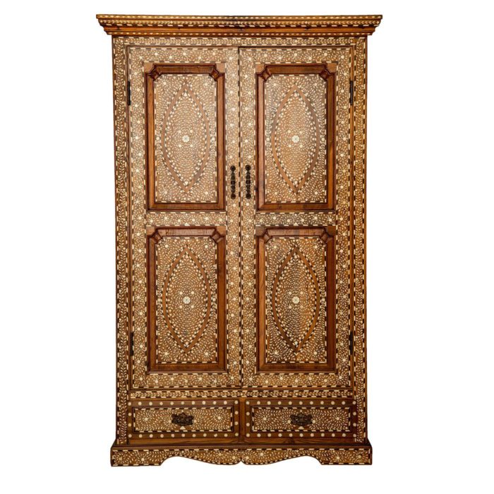 Bone Inlay Armoire with Double Doors