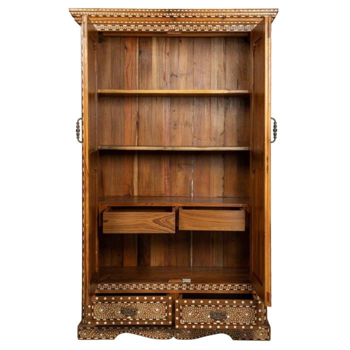 Bone Inlay Armoire with Double Doors