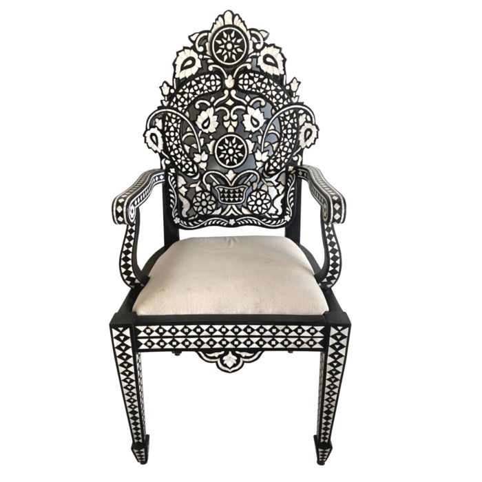 Pearl Inlay Carved Chair