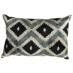 Velvet Turkish Pillow Black Grey and White