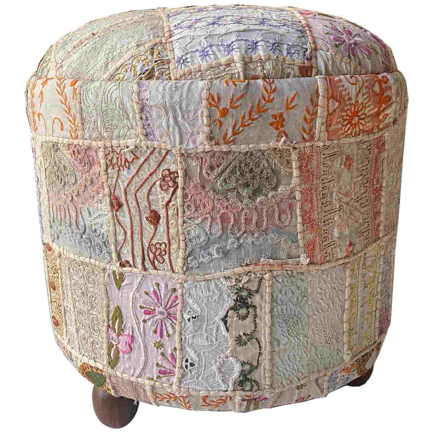 Patchwork Pouf in Pink