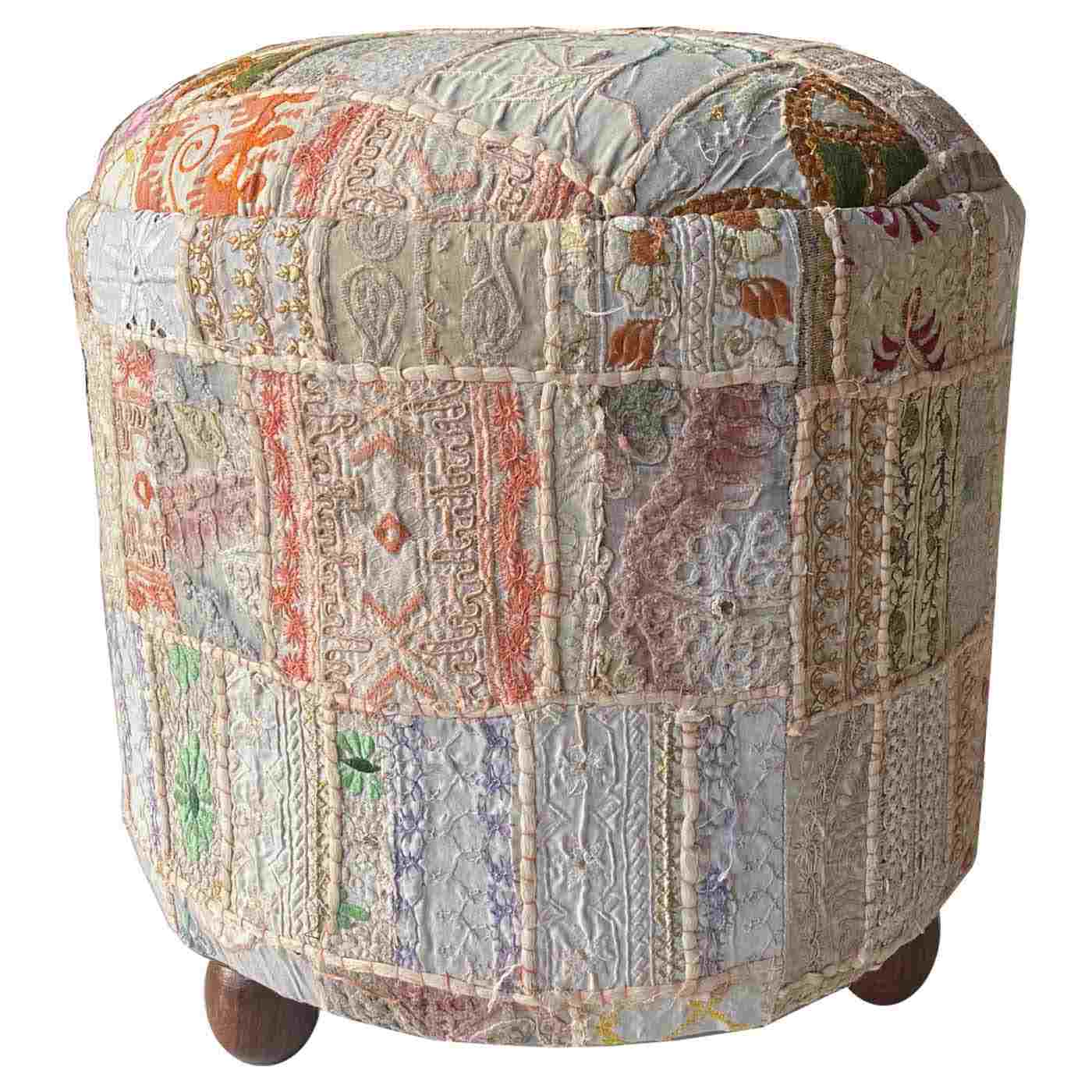 Patchwork Pouf in Pink