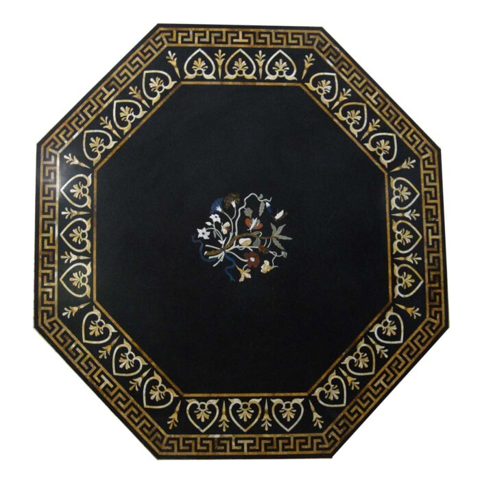 Black Octagonal Pietra Dura Top