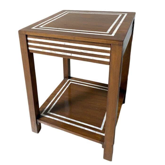 Striped Inlay End Table, Light Tone