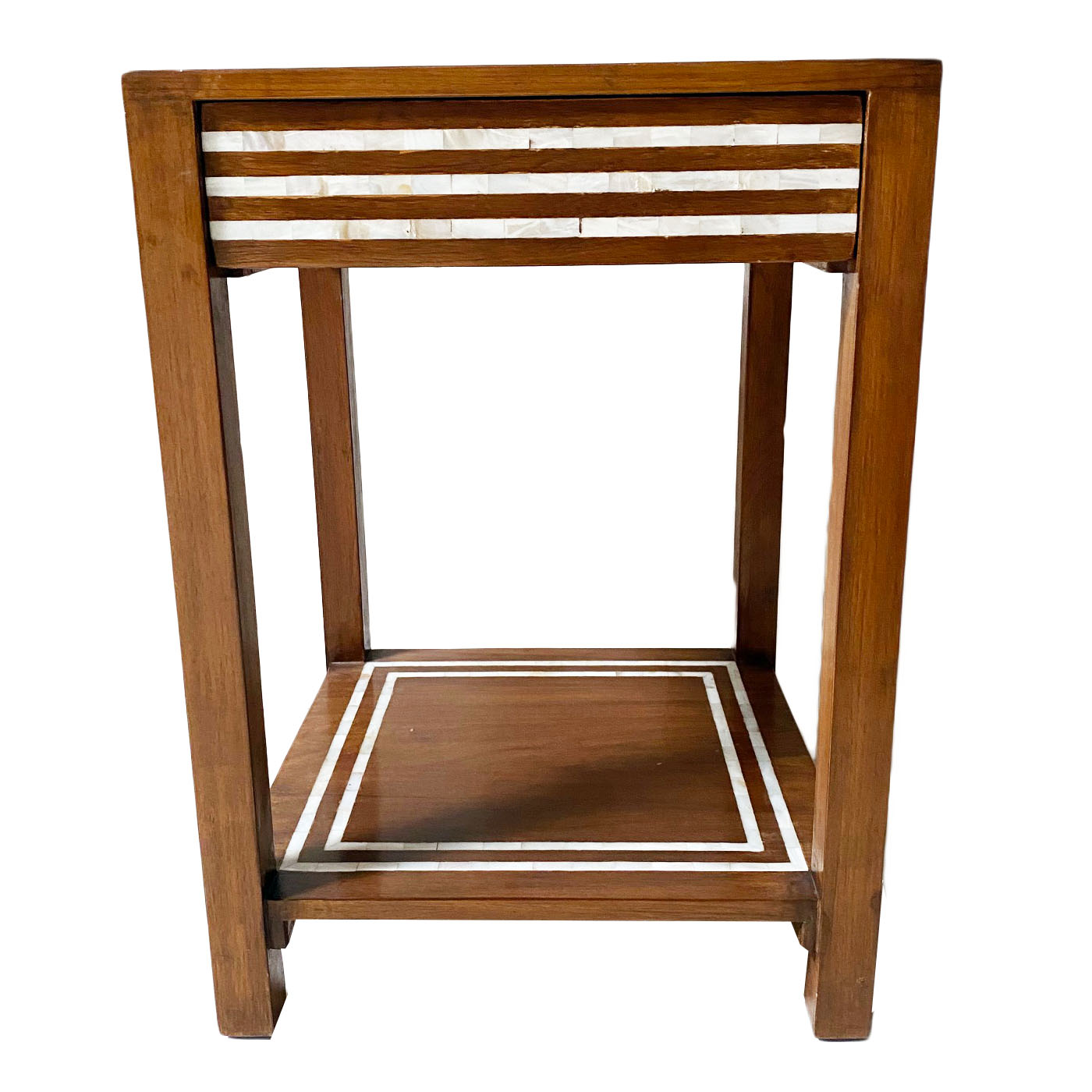 Striped Inlay End Table, Light Tone