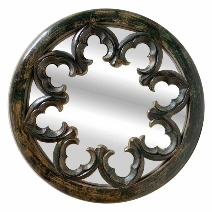 Round Gothic Mirror, Dark Green