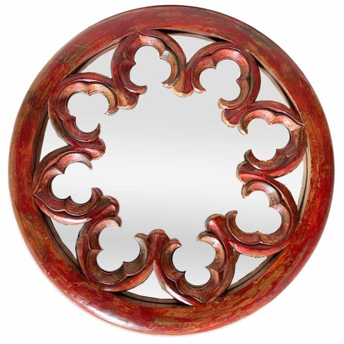 Round Gothic Mirror, Red