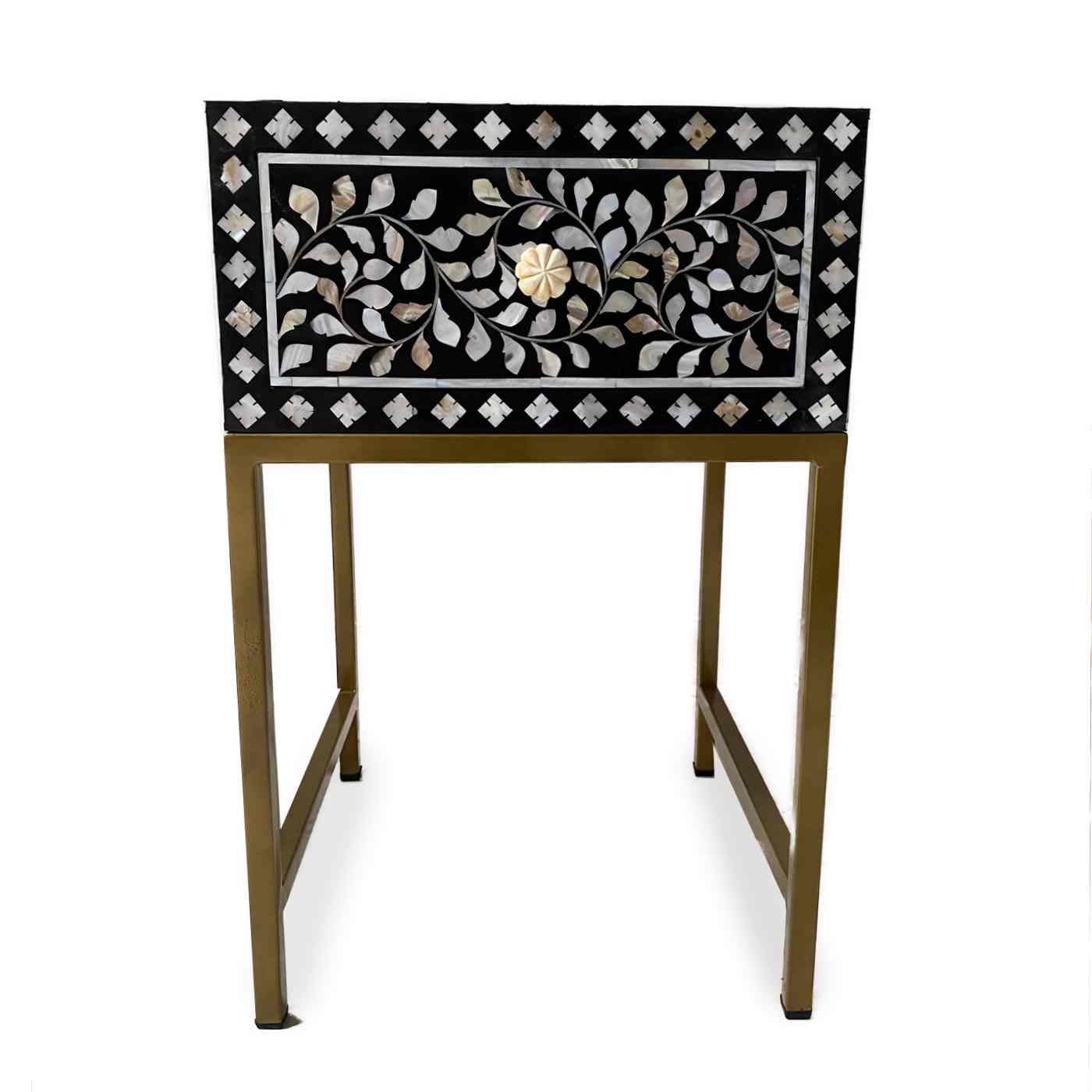Pearl Inlay Side Table in Black