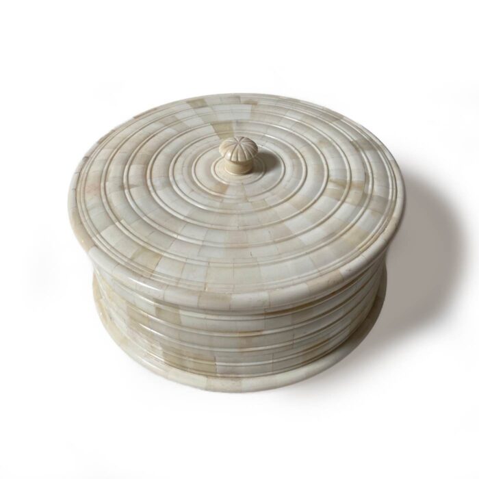 Round Carved Bone Box