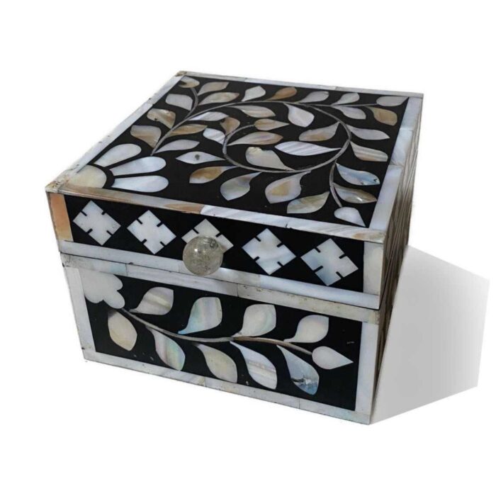 Mother of Pearl Box, Black Finish Small