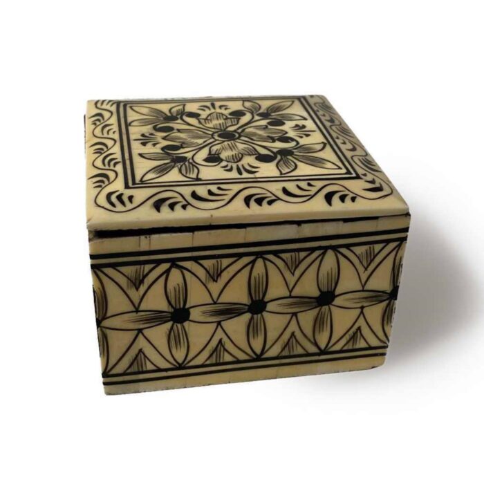 Petite Square Painted Bone Box