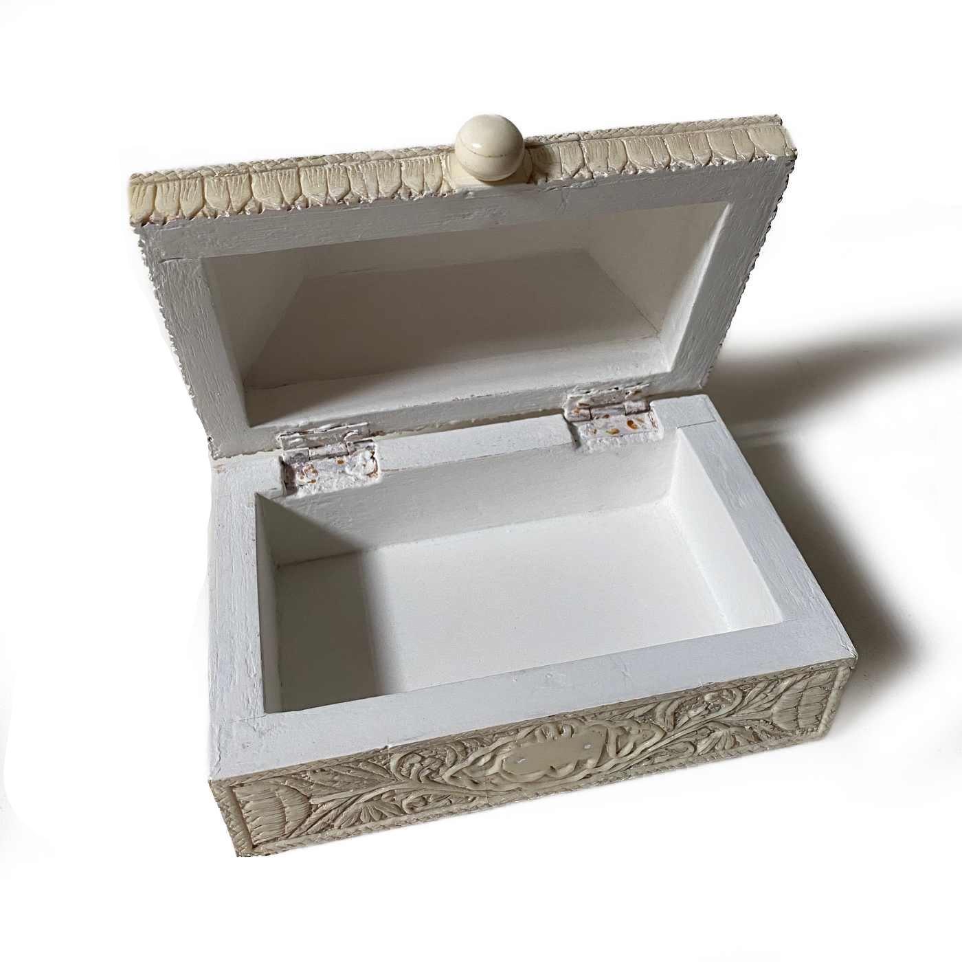 Carved Floral Bone Box