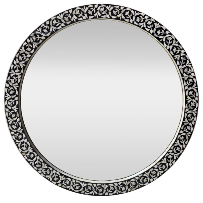 Round Bone Mirror in Black