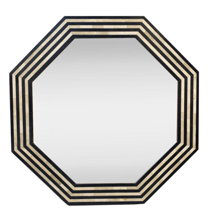Black and White Octagonal Mirror