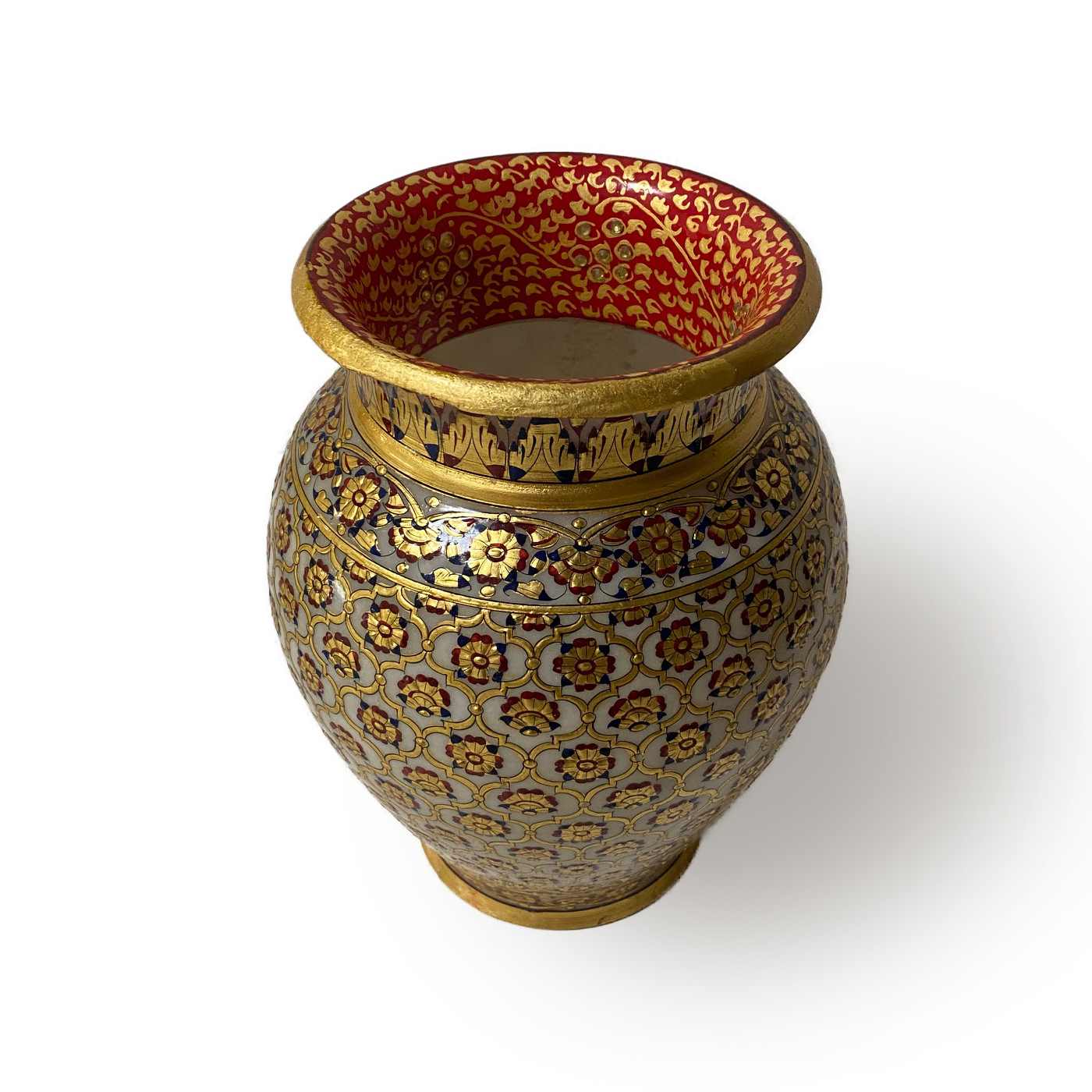 Quatrefoil Painted Marble Vase